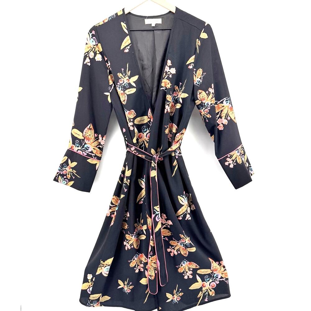 Solitaire Anthropologie Boho Floral Kimono Duster Sz L Whimsygoth Dark Cottage